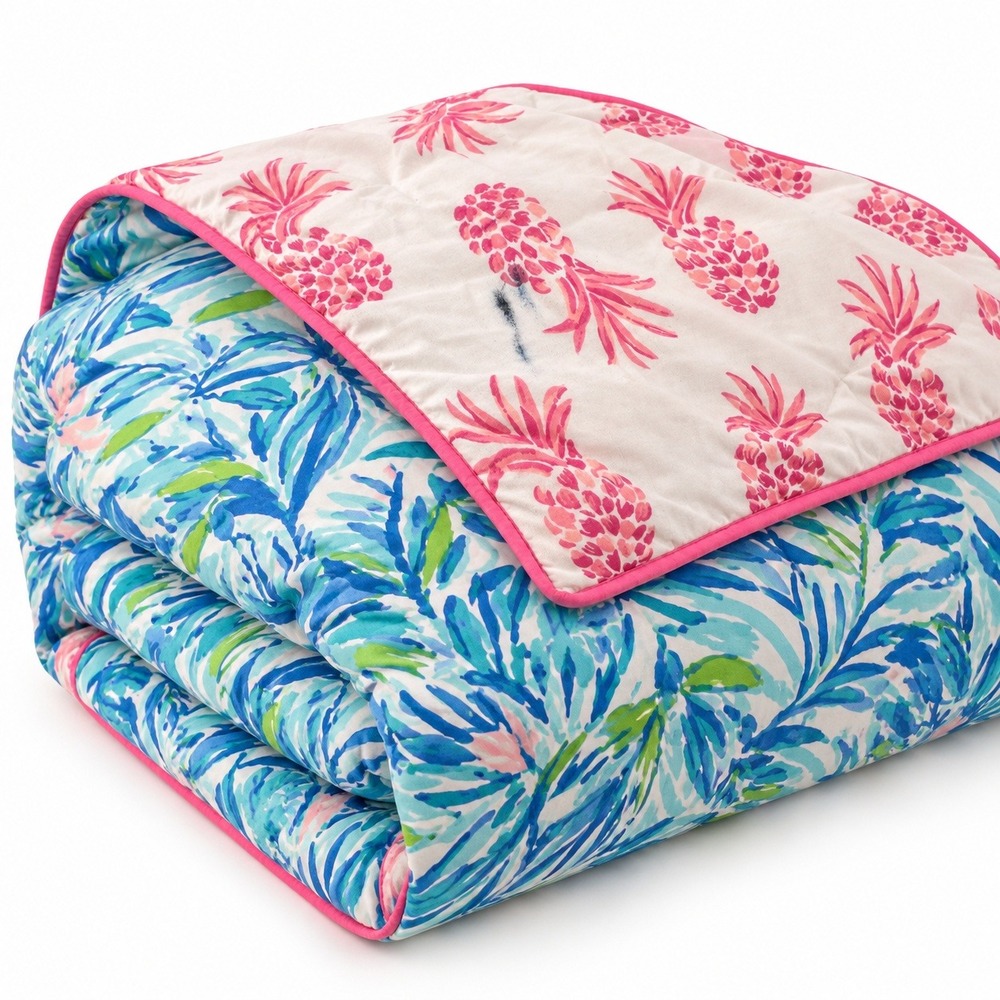Lilly Pulitzer Pottery Barn Teen Pineapple Party Comforter Set Full Queen Cotton